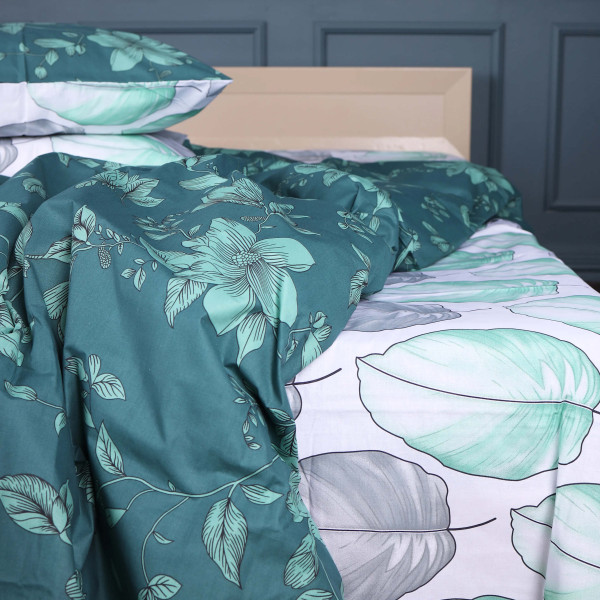 Фото - Комплект постільної білизни MirSon King Size 220х240 см 17-0718 Emerald Foliage Бязь (2200010685008)