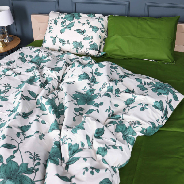 Фото - Комплект постільної білизни MirSon King Size 220х240 см 17-0719 Foliage on White Бязь (2200010685565)