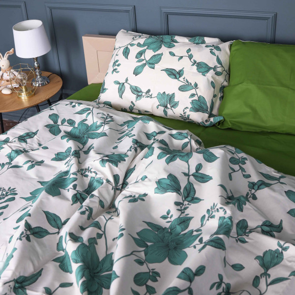 Фото - Комплект постільної білизни MirSon King Size 220х240 см 17-0719 Foliage on White Бязь (2200010685565)