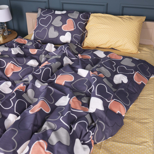 Фото - Комплект постільної білизни MirSon King Size 220х240 см 17-0720 Ashen Hearts Ranforce Elite (2200010686401)