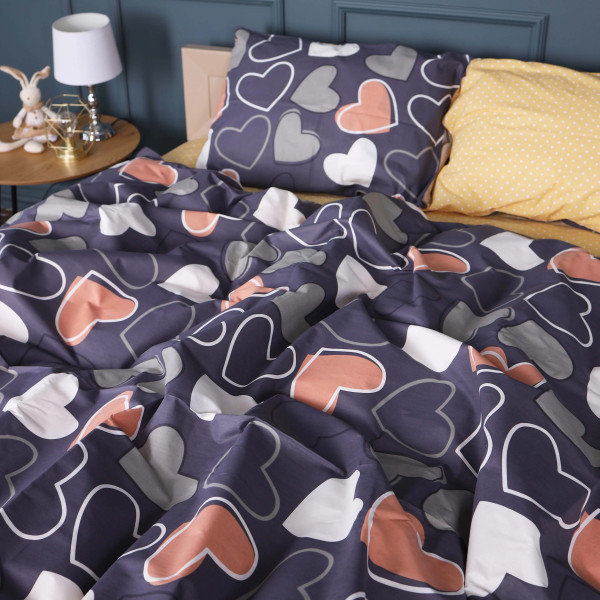 Фото - Комплект постільної білизни MirSon King Size 220х240 см 17-0720 Ashen Hearts Ranforce Elite (2200010686401)