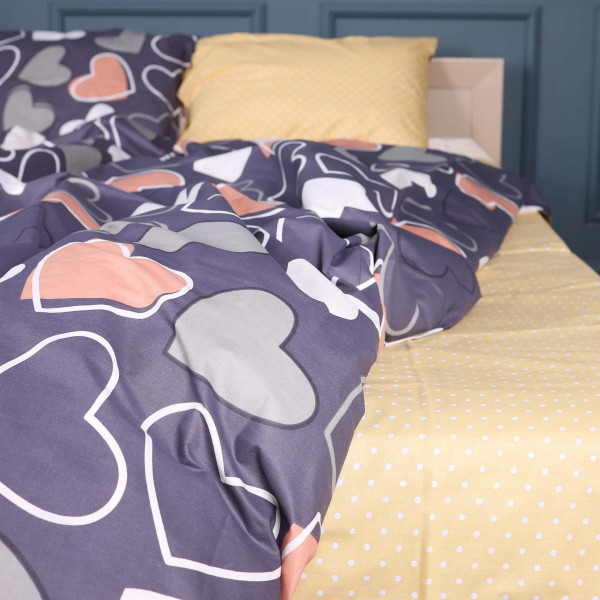 Фото - Комплект постільної білизни MirSon King Size 220х240 см 17-0720 Ashen Hearts Ranforce Elite (2200010686401)