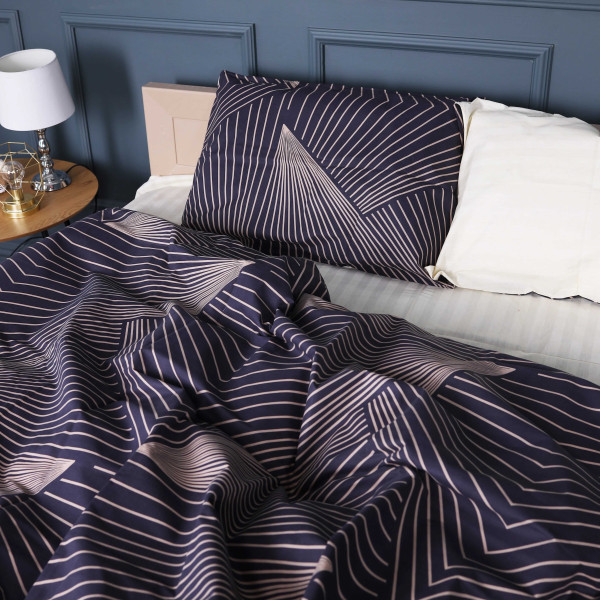 Фото - Комплект постільної білизни MirSon King Size 220х240 см 17-0721 Cream and Grey Stripes Бязь (2200010686685)