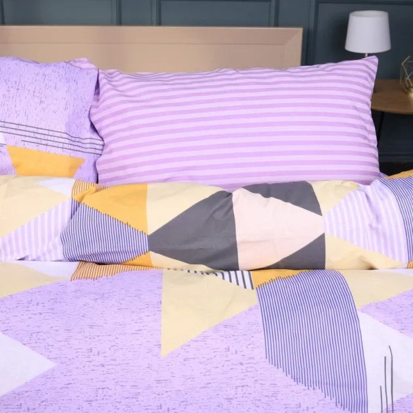Фото - Комплект постельного белья MirSon King Size 220х240 см Ranforce Elite 17-0764 Violet triangles (2200010938678)