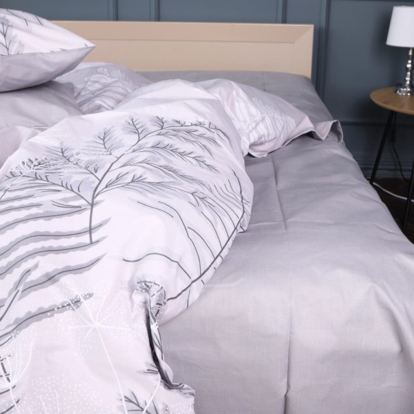 Фото - Комплект постельного белья MirSon King Size 220х240 см 17-0815 Silver Branches Бязь (2200011496511)