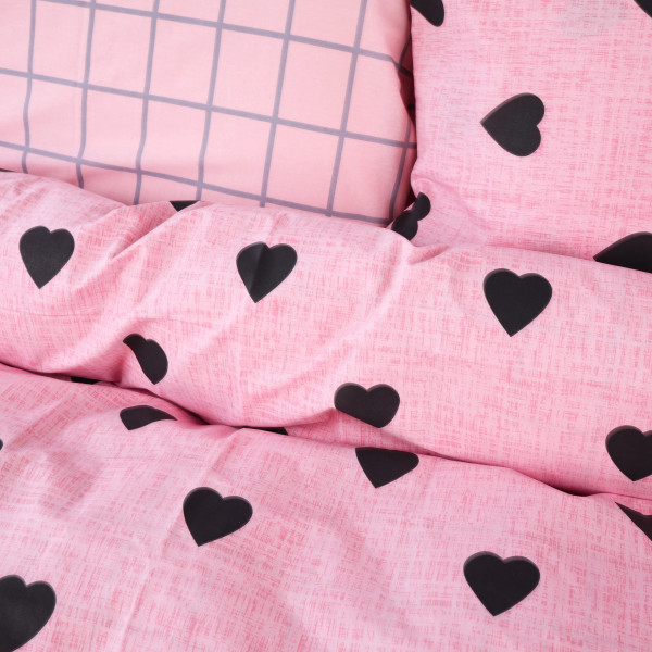 Фото - Комплект постельного белья MirSon 175х210 см 17-0839 Hearts and Grid Ranforce Elite (2200011633213)