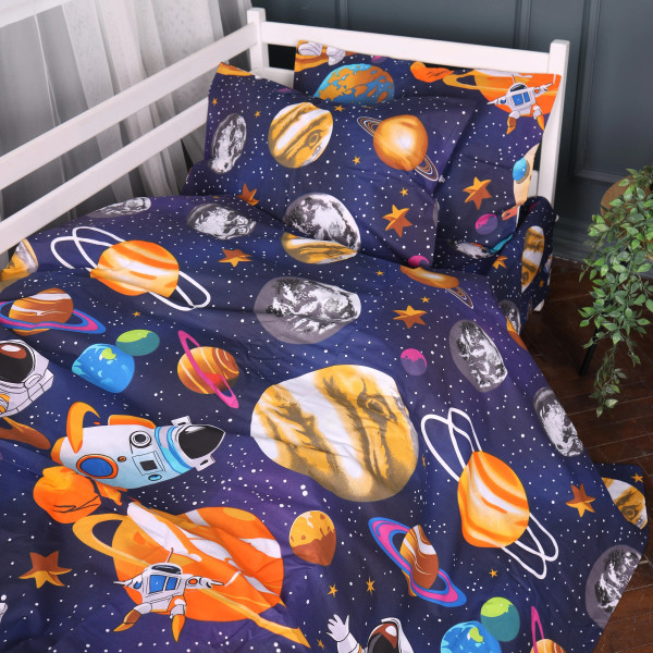 Фото - Комплект постельного белья MirSon Бязь Kids Time 17-0884 Astro World 175х210 см (2200012199824)