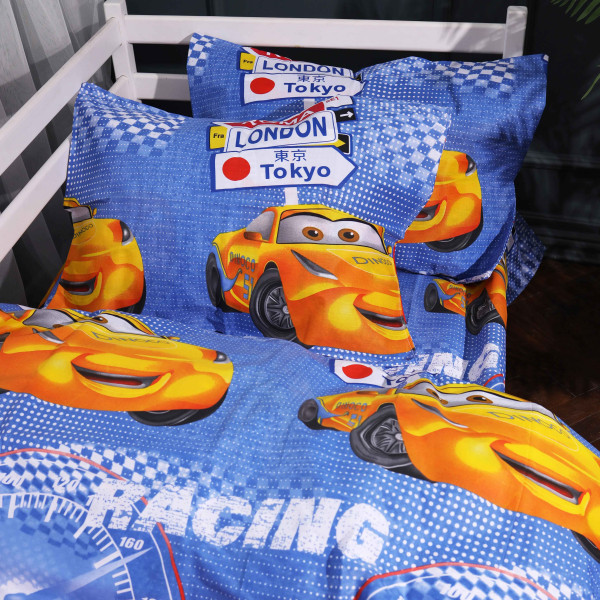Фото - Комплект постільної білизни MirSon 200х220 см 17-0888 Cars Speed Blue Бязь (2200012387603)