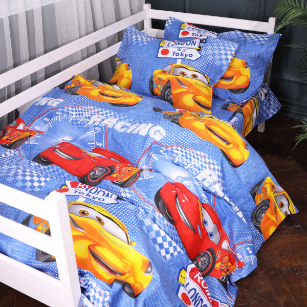 Фото - Комплект постільної білизни MirSon 200х220 см 17-0888 Cars Speed Blue Бязь (2200012387603)