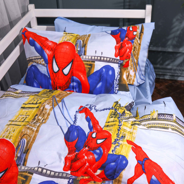 Фото - Комплект постільної білизни MirSon 200х220 см Kids Time 17-0890 Spider-Man City Light Бязь (2200012389362)