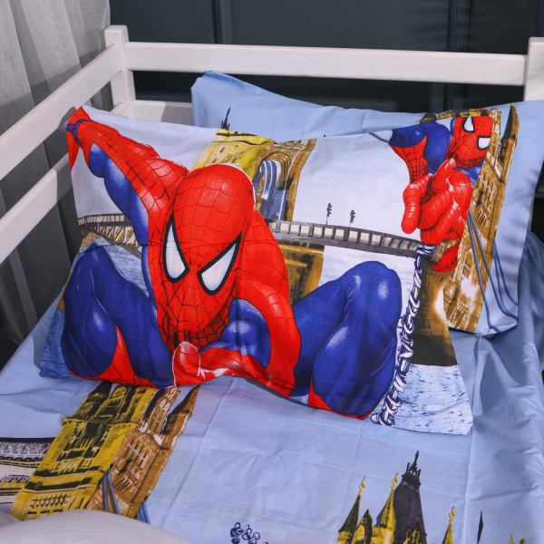 Фото - Комплект постільної білизни MirSon 200х220 см Kids Time 17-0890 Spider-Man City Light Бязь (2200012389362)