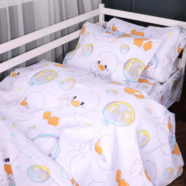 Фото - Комплект постільної білизни MirSon 200х220 см Kids Time 17-0895 Baby Ducks white Бязь (2200012393116)