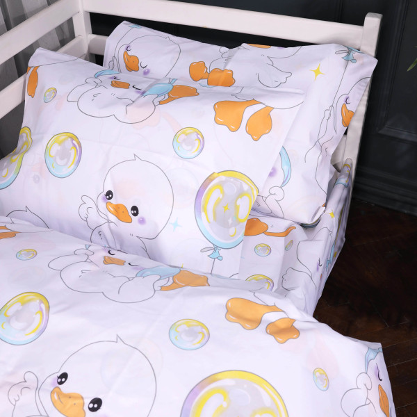 Фото - Комплект постільної білизни MirSon 200х220 см Kids Time 17-0895 Baby Ducks white Бязь (2200012393116)