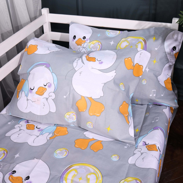 Фото - Комплект постельного белья MirSon 200х220 см 17-0896 Baby Ducks Gray Бязь (2200012393611)