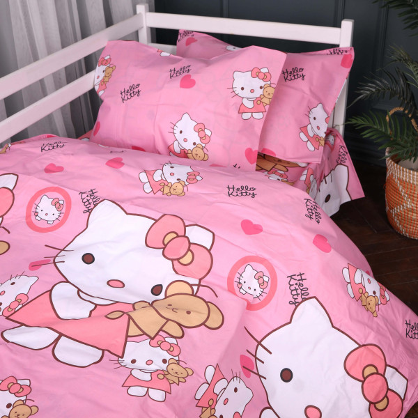 Фото - Комплект постільної білизни MirSon 200х220 см Kids Time 17-0903 Kitty Sweet Hearts Бязь (2200012399125)