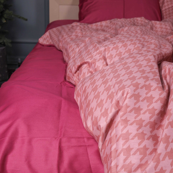 Фото - Комплект постільної білизни MirSon 200х220 см 22-1440 Pink Houndstooth Сатин (2200012405956)