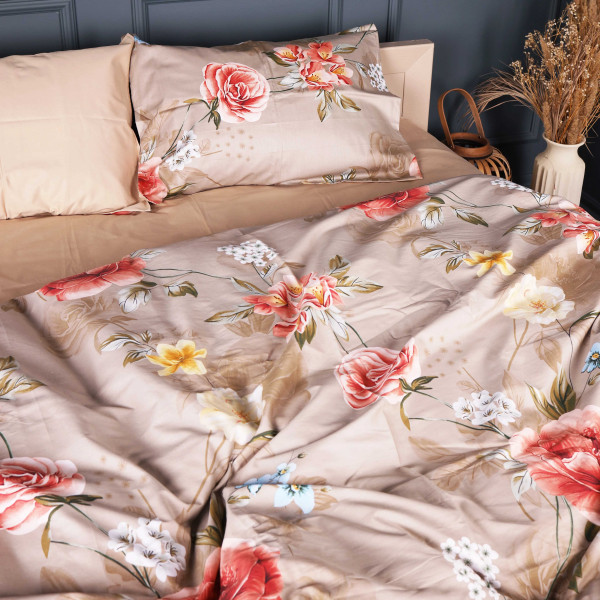 Фото - Комплект постільної білизни MirSon 200х220 см 22-1443 Floral Olive Harmony Сатин (2200012406700)