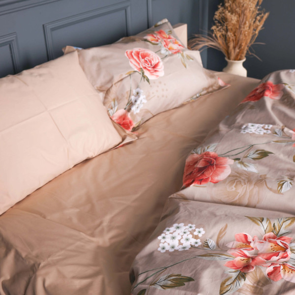 Фото - Комплект постільної білизни MirSon 200х220 см 22-1443 Floral Olive Harmony Сатин (2200012406700)