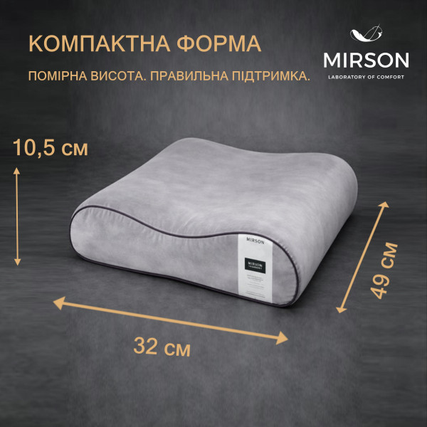 Фото - Подушка ортопедична MirSon №4165 28-0005 Ashen Velvet (2200006423799)