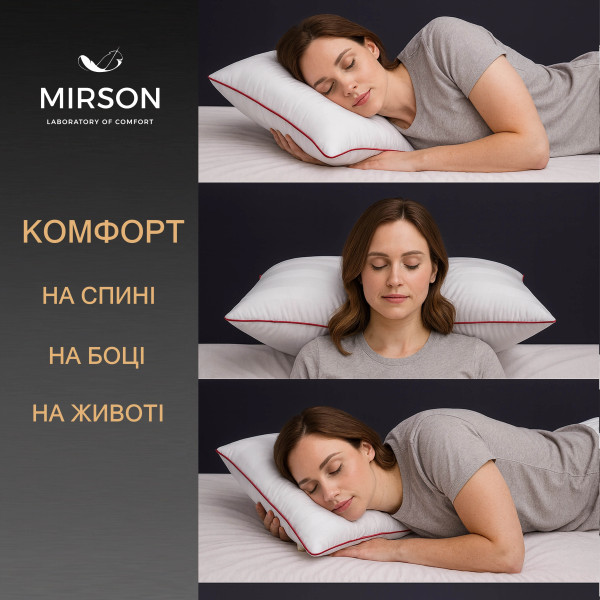 Фото - Подушка ортопедична MirSon №7001 Elite Noble stripe Royal Pearl Women 590х430х100