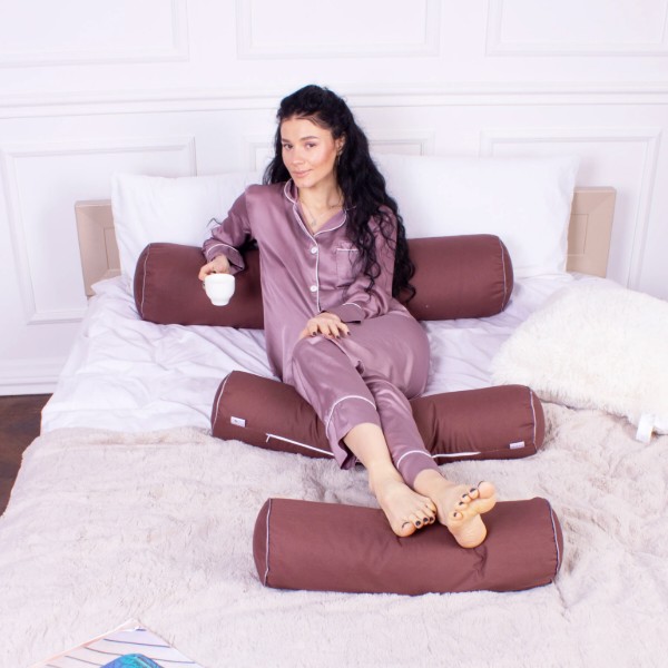 Фото - Подушка валик MirSon №8377 Naturale Line 19-1217 Chocolate Perla BamBoo 60х20 см (2200006252498)