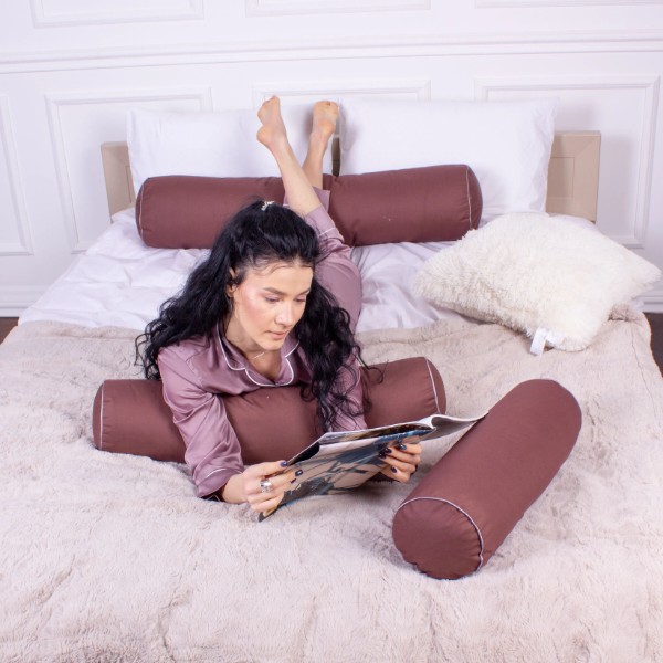 Фото - Подушка валик MirSon №8377 Naturale Line 19-1217 Chocolate Perla BamBoo 60х20 см (2200006252498)