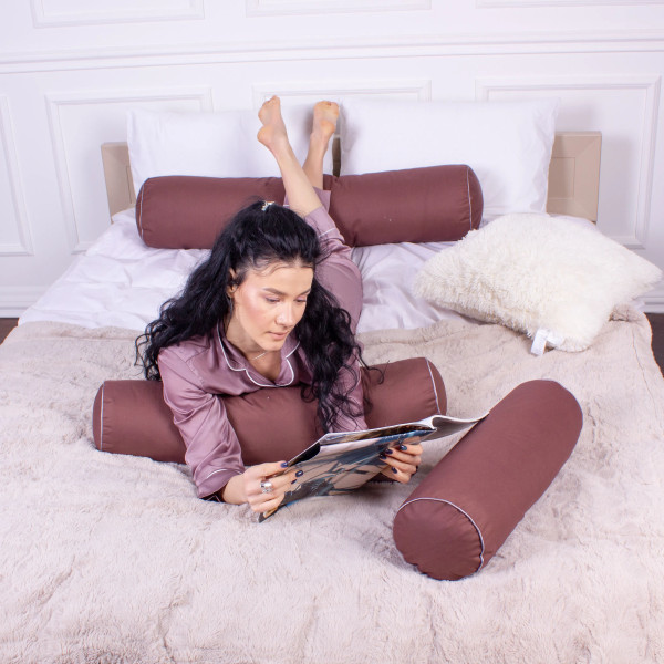 Фото - Подушка валик MirSon №8578 Naturale Line 19-1217 Chocolate Perla Полістирол 60х20 см (2200006345992)