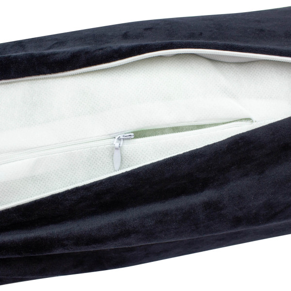 Фото - Подушка валик MirSon №8131 Velvet Line 28-0007 Black EcoSilk 70х20 см (2200006249290)