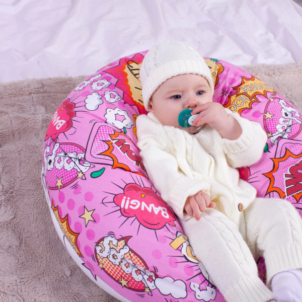 Фото - Подушка для годування MirSon №8324 Print Line 17-0512 Bombs pink Бязь 30х170х20 см (2200006200499)