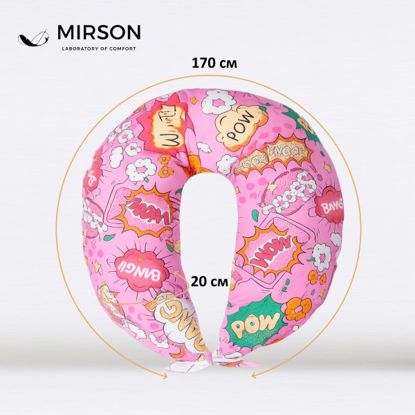 Фото - Подушка для годування MirSon №8324 Print Line 17-0512 Bombs pink Бязь 30х170х20 см (2200006200499)
