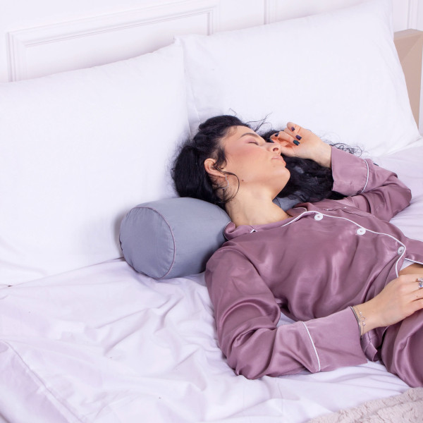 Фото - Подушка валик MirSon №8341 Eco Line Gray BamBoo 100х20 см (2200006250364)