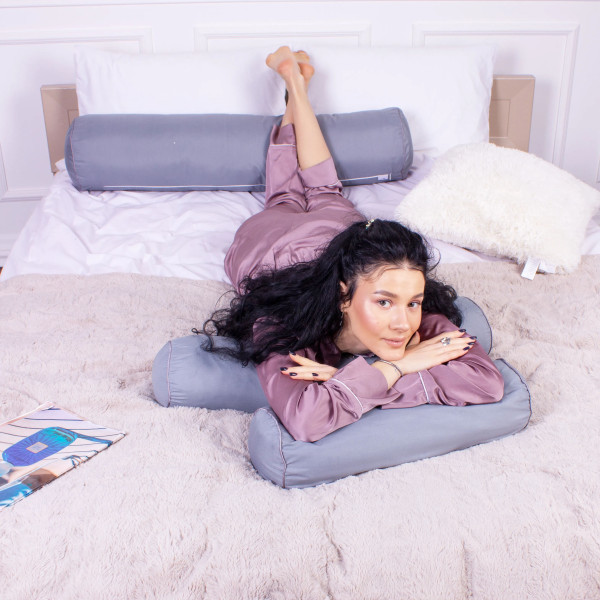 Фото - Подушка валик MirSon №8341 Eco Line Gray BamBoo 100х20 см (2200006250364)