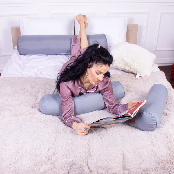 Фото - Подушка валик MirSon №8341 Eco Line Gray BamBoo 100х20 см (2200006250364)