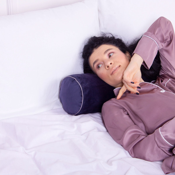 Фото - Подушка валик MirSon №8399 Velvet Line 28-0006 Navy blue BamBoo 70х16 см (2200006253808)