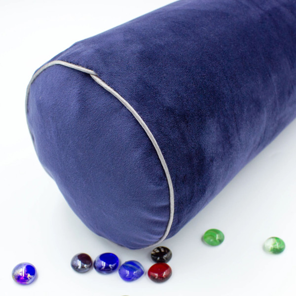 Фото - Подушка валик MirSon №8399 Velvet Line 28-0006 Navy blue BamBoo 70х16 см (2200006253808)