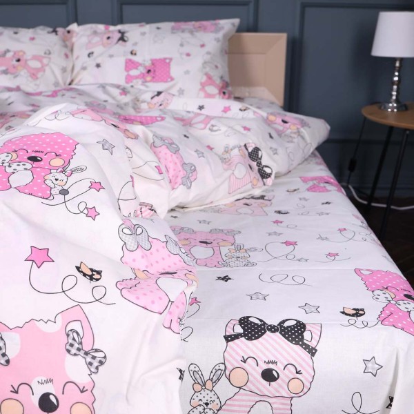 Фото - Комплект постільної білизни дитячий MirSon Бязь 17-0776 Magic cats pink 110х140 (2200011238203)