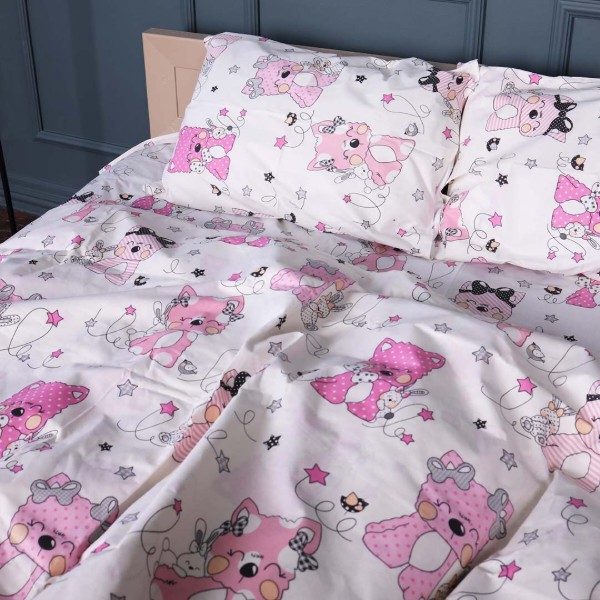 Фото - Комплект постільної білизни дитячий MirSon Бязь 17-0776 Magic cats pink 110х140 (2200011238203)