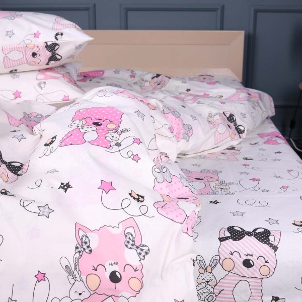 Фото - Комплект постільної білизни дитячий MirSon Бязь 17-0776 Magic cats pink 110х140 (2200011238203)