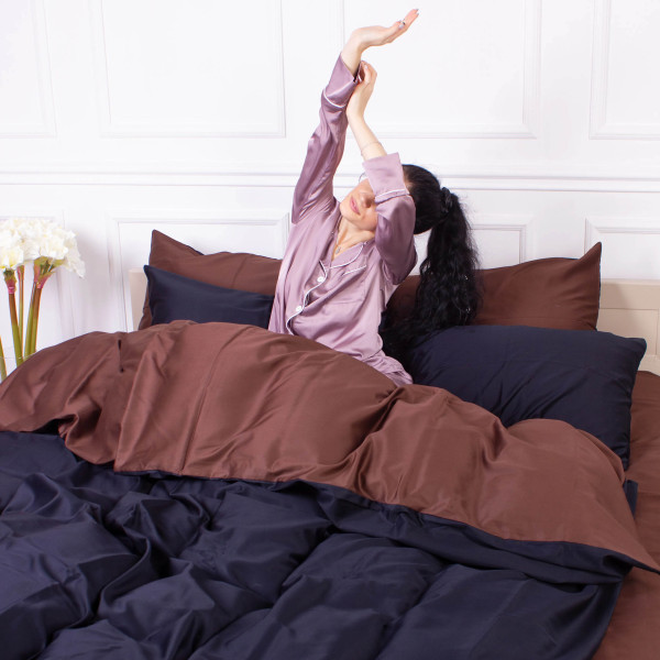 Фото - Комплект постельного белья MirSon King Size 0211+0055 Dark Chocolate 220х240 (2200001169616)