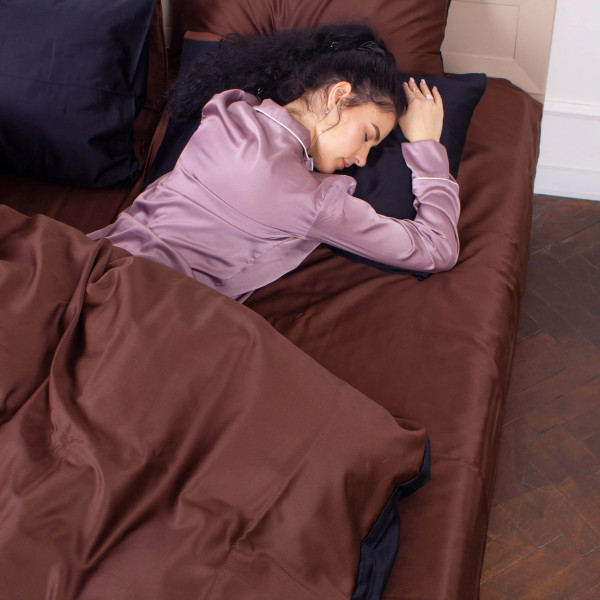 Фото - Комплект постельного белья MirSon King Size 0211+0055 Dark Chocolate 220х240 (2200001169616)