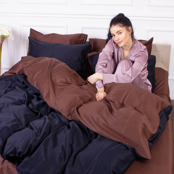 Фото - Комплект постельного белья MirSon King Size 0211+0055 Dark Chocolate 220х240 (2200001169616)