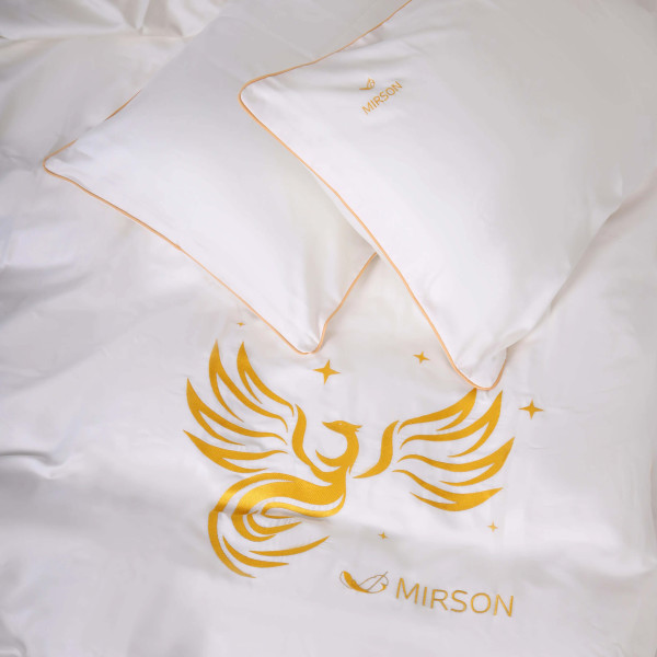 Фото - Комплект постельного белья MirSon Сатин ELIT 0001 Moko White "Fire Bird" 175х210 (2200008706449)
