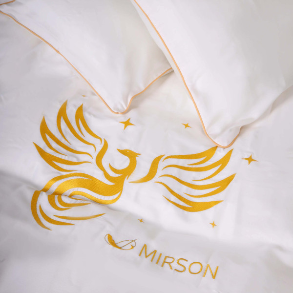 Фото - Комплект постельного белья MirSon Сатин ELIT 0001 Moko White "Fire Bird" 175х210 (2200008706449)