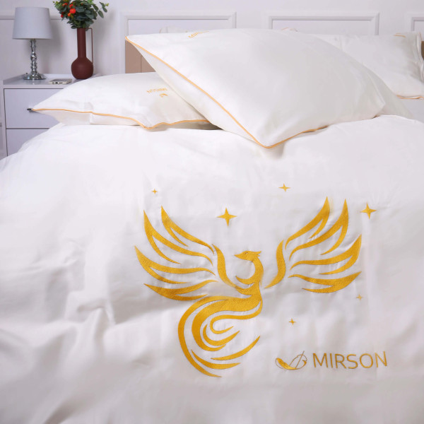 Фото - Комплект постельного белья MirSon Сатин ELIT 0001 Moko White "Fire Bird" 175х210 (2200008706449)