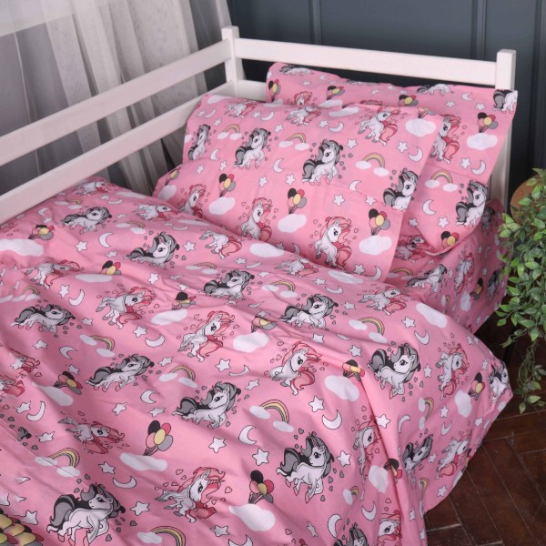 Фото - Комплект постільної білизни MirSon Бязь Kids Time 17-0874 Cute Unicorn 175х210 см (2200012165768)