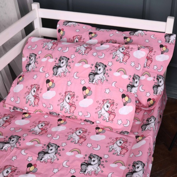 Фото - Комплект постільної білизни MirSon Бязь Kids Time 17-0874 Cute Unicorn 175х210 см (2200012165768)