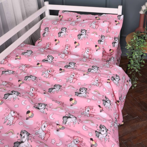 Фото - Комплект постільної білизни MirSon Бязь Kids Time 17-0874 Cute Unicorn 175х210 см (2200012165768)