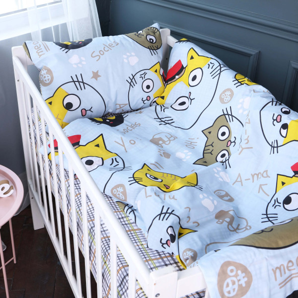 Фото - Комплект постельного белья детский MirSon Бязь Kids Time 18-0007 Cool Cat 110 x 140 см (2200007002450)