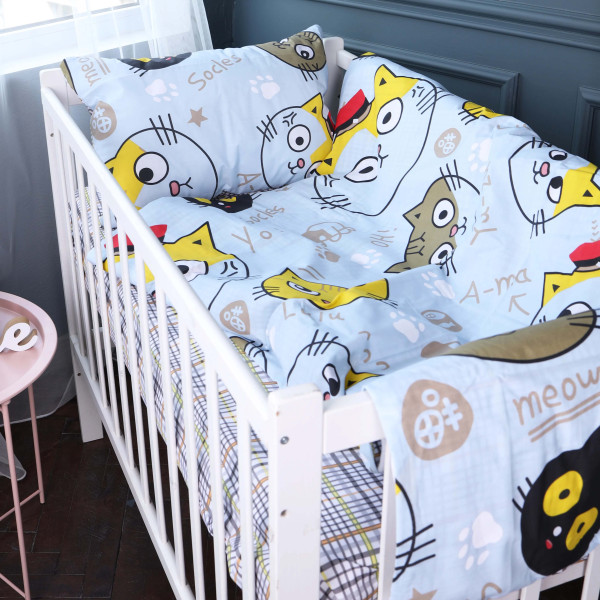 Фото - Комплект постельного белья детский MirSon Бязь Kids Time 18-0007 Cool Cat 110 x 140 см (2200007002450)