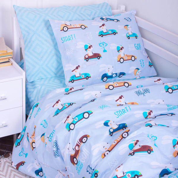 Фото - Комплект постельного белья детский MirSon Бязь Kids Time  Bunny Races 110 x 140 см (2200007020829)